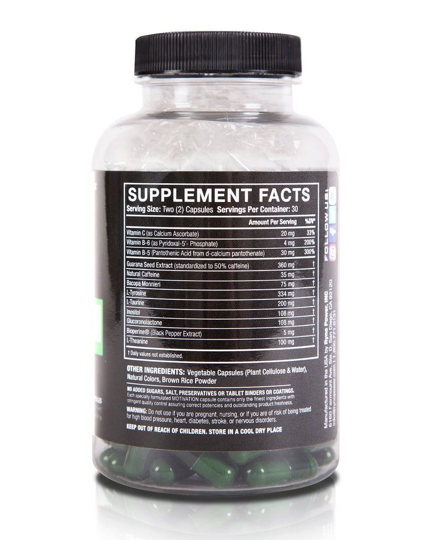 MOTIVATION Pre-Workout Focus Energy Supplement | 30 Servings (60 Capsules)