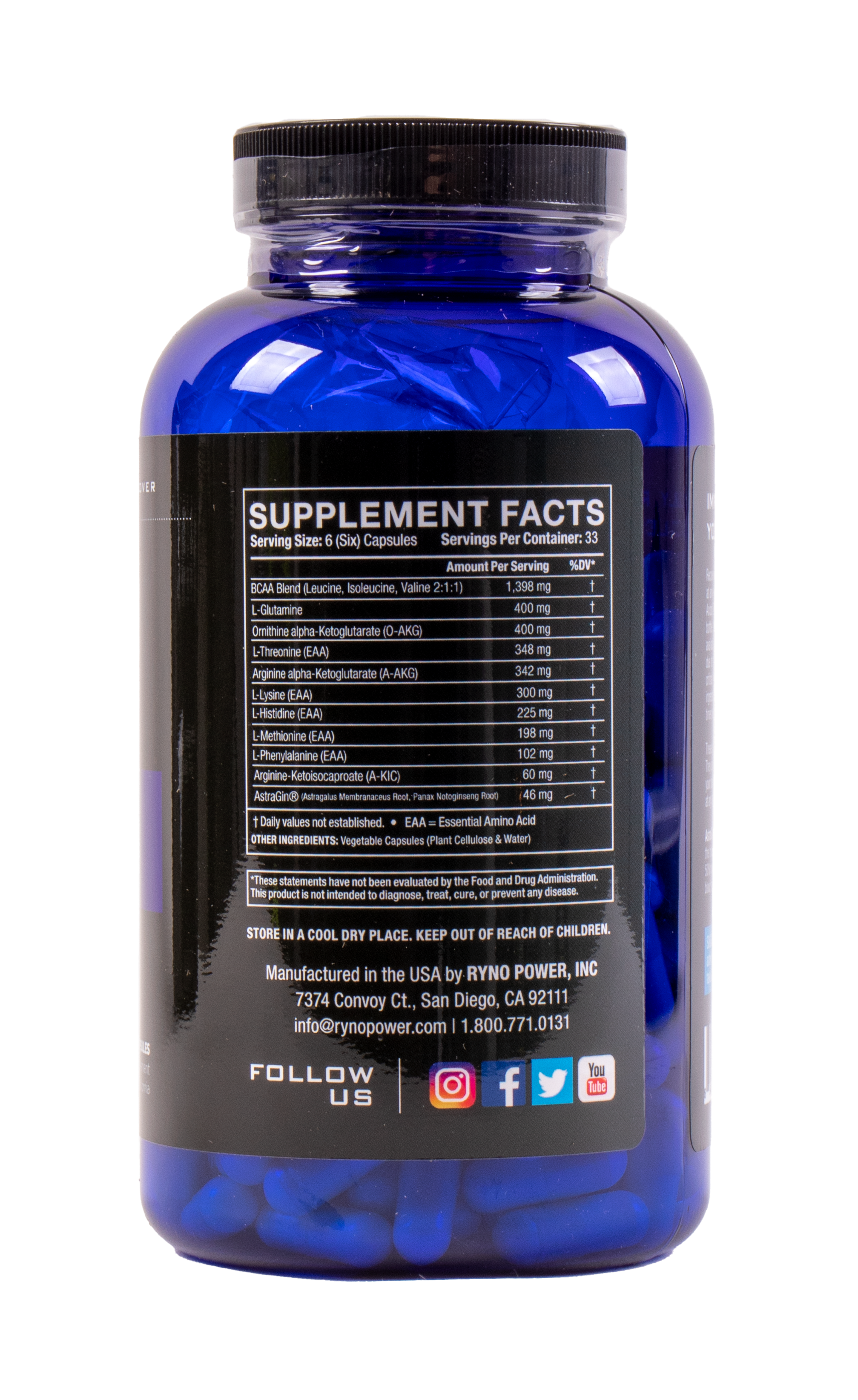 RECOVERY Post-Workout Supplement | 33 Servings (200 Capsules)